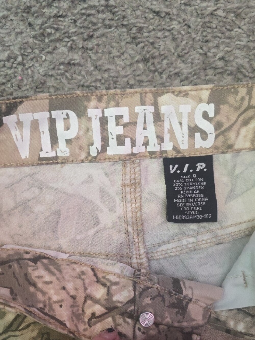 VIP Jeans Women's Camouflage Waistband Pants - Beige/Olive Camo - Picture 2 of 9